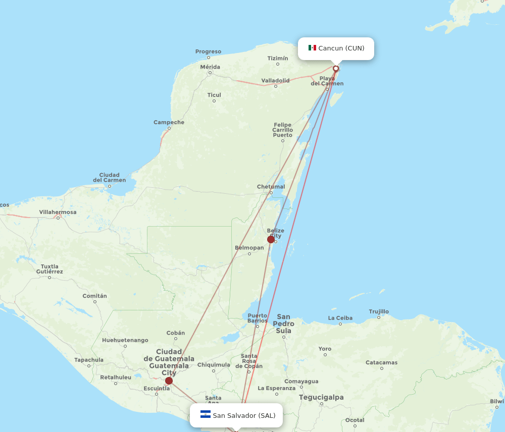 CUN-SAL flight routes
