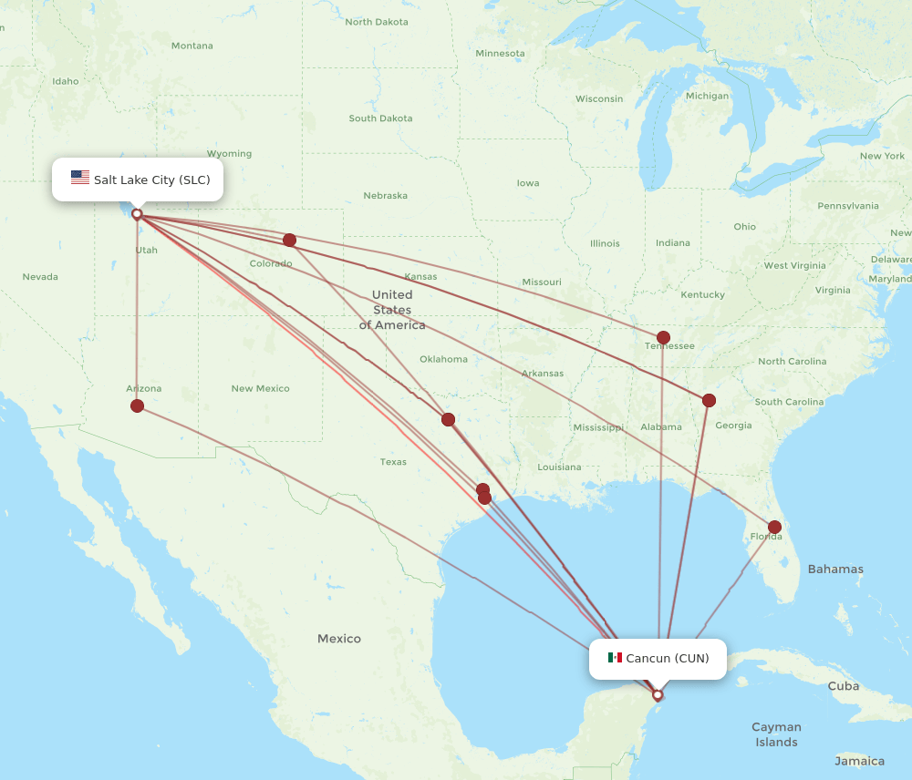 CUN-SLC flight routes