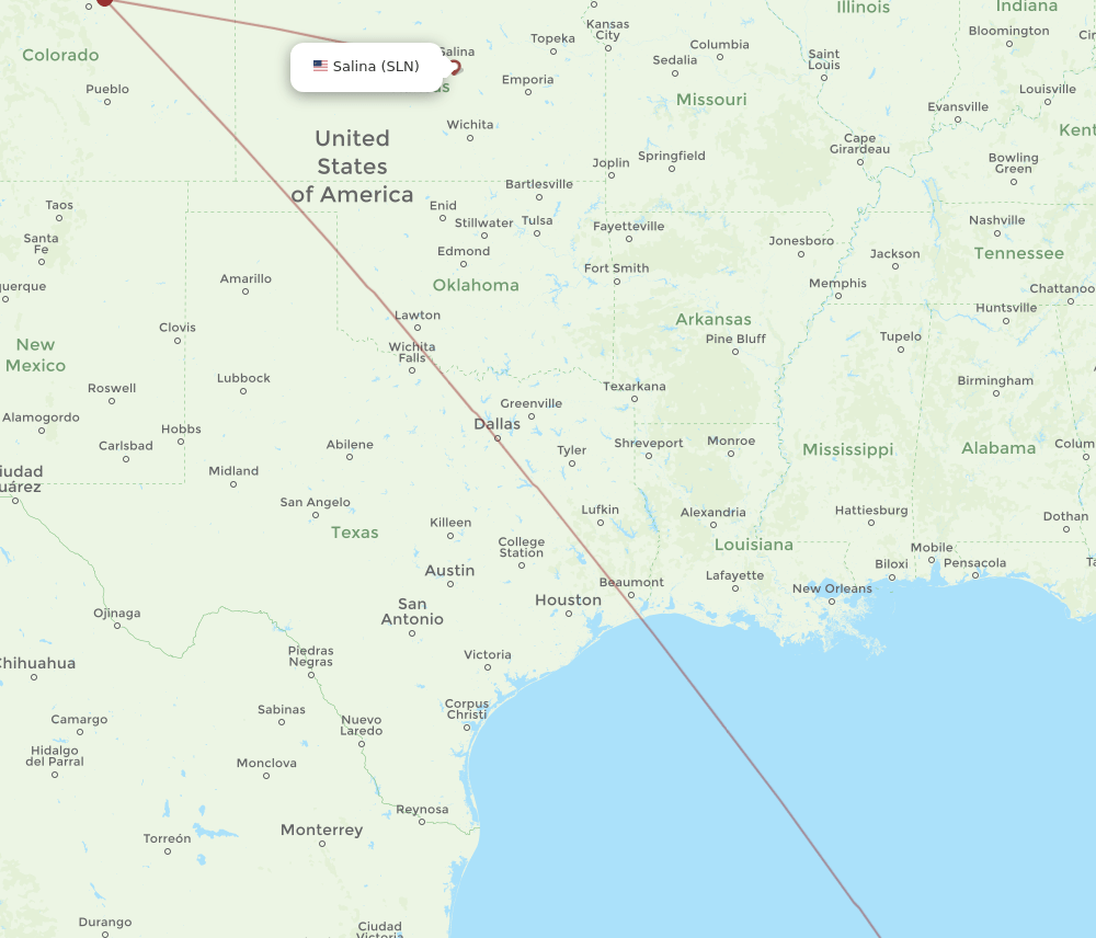 CUN-SLN flight routes