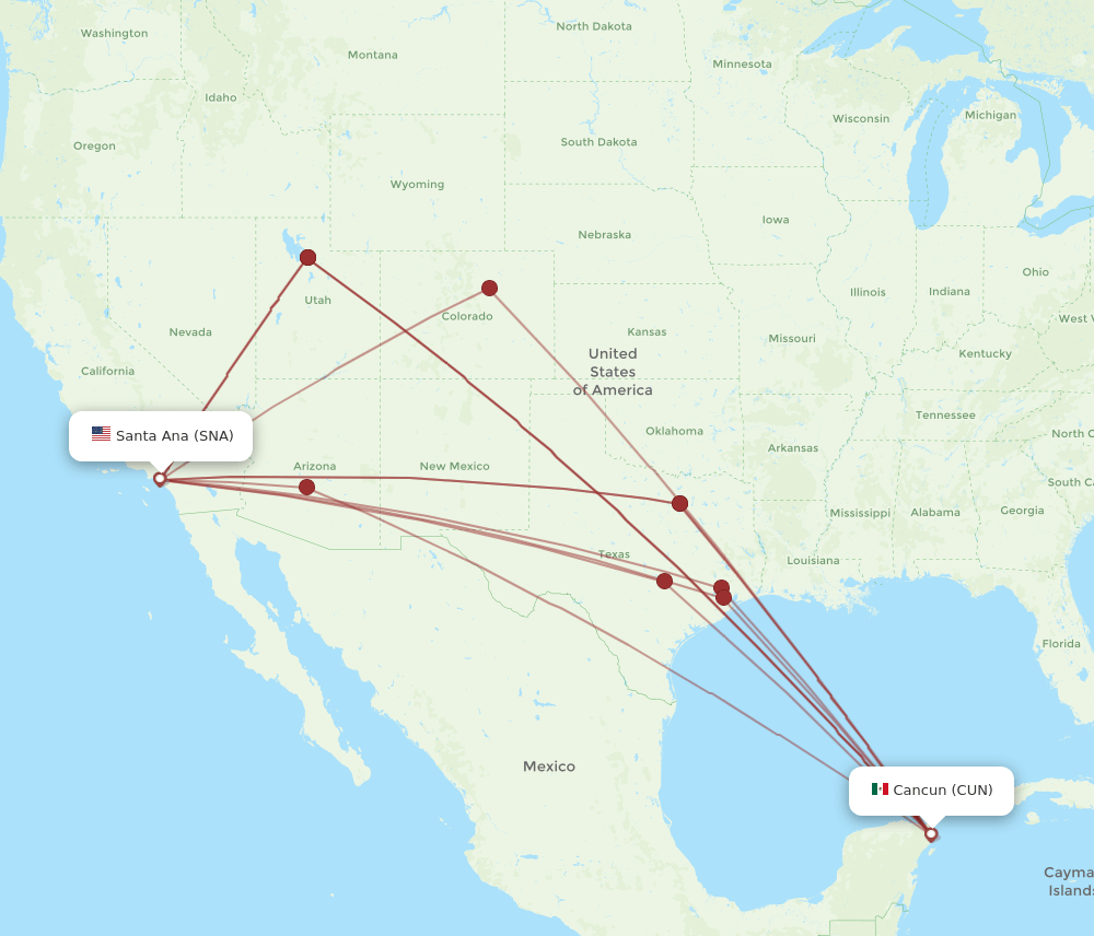 CUN-SNA flight routes