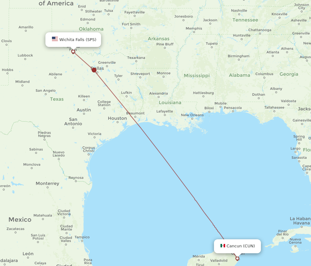 CUN-SPS flight routes