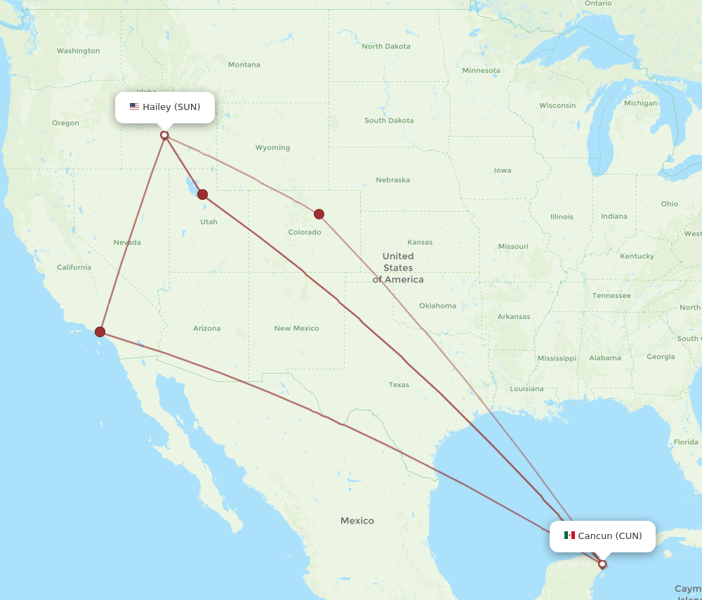 CUN-SUN flight routes