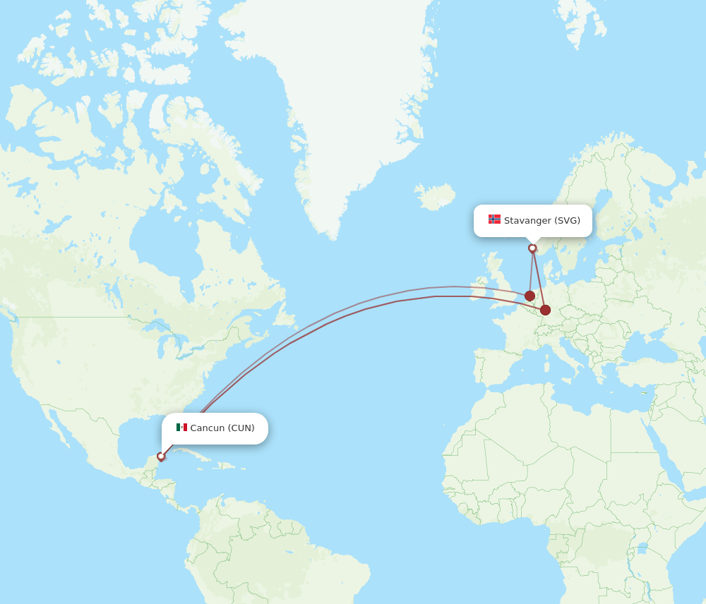 CUN-SVG flight routes
