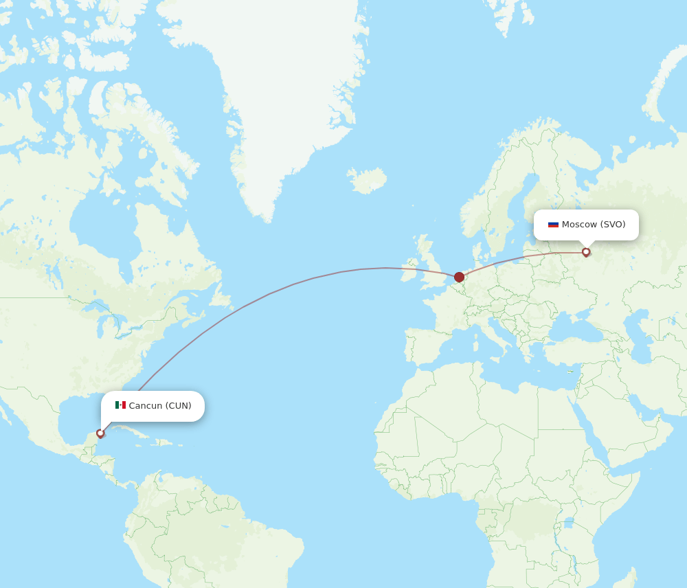 SVO to CUN flights and routes map
