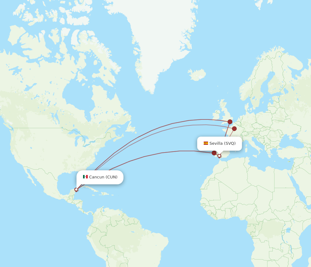 CUN-SVQ flight routes