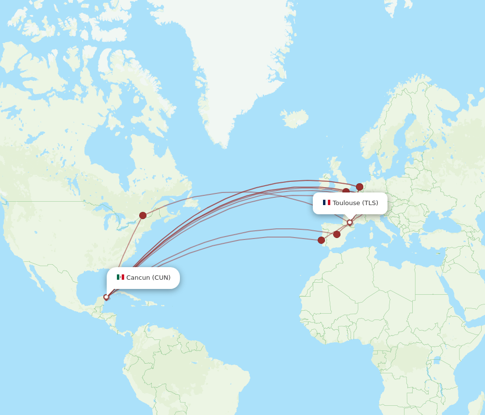 CUN-TLS flight routes
