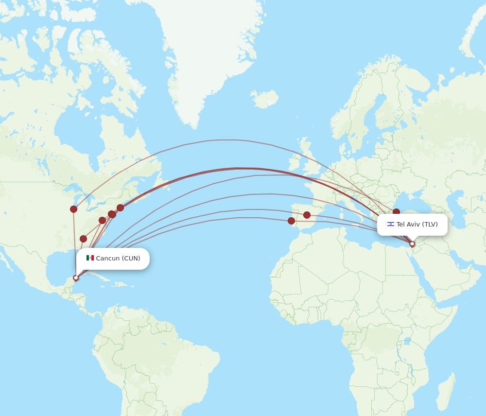 CUN-TLV flight routes