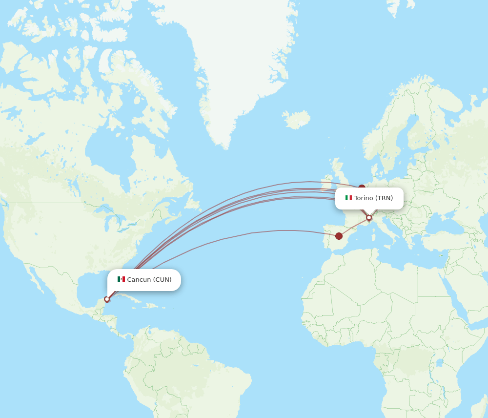 CUN-TRN flight routes