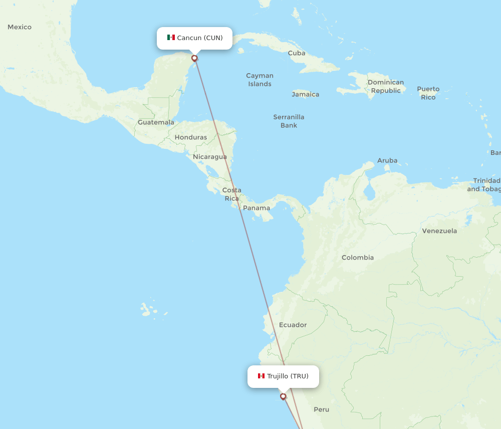 CUN-TRU flight routes