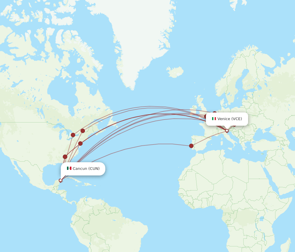 CUN-VCE flight routes