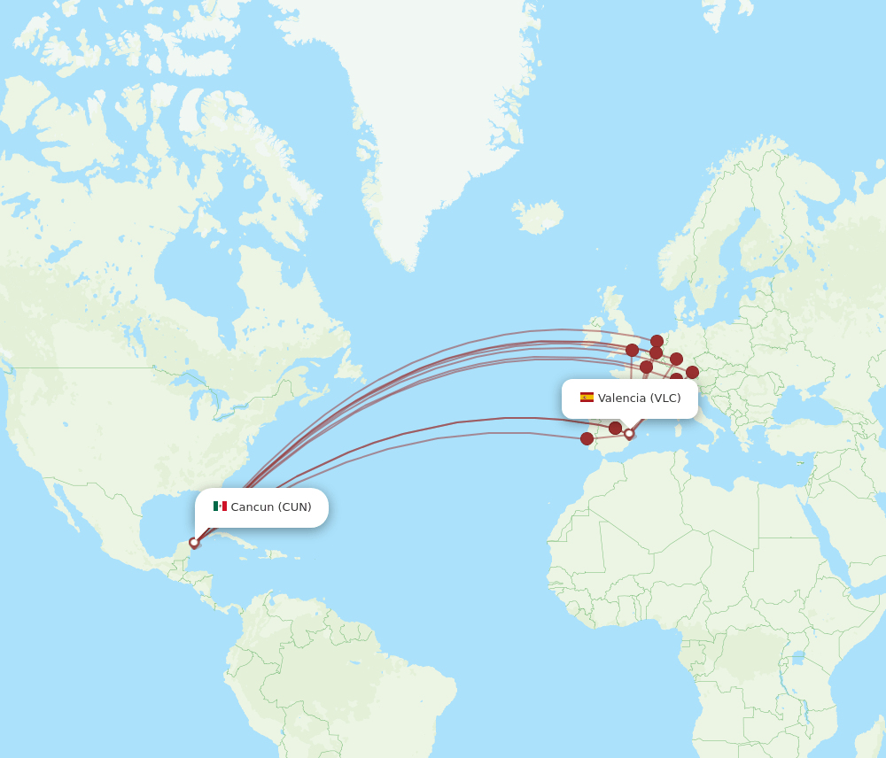 CUN-VLC flight routes
