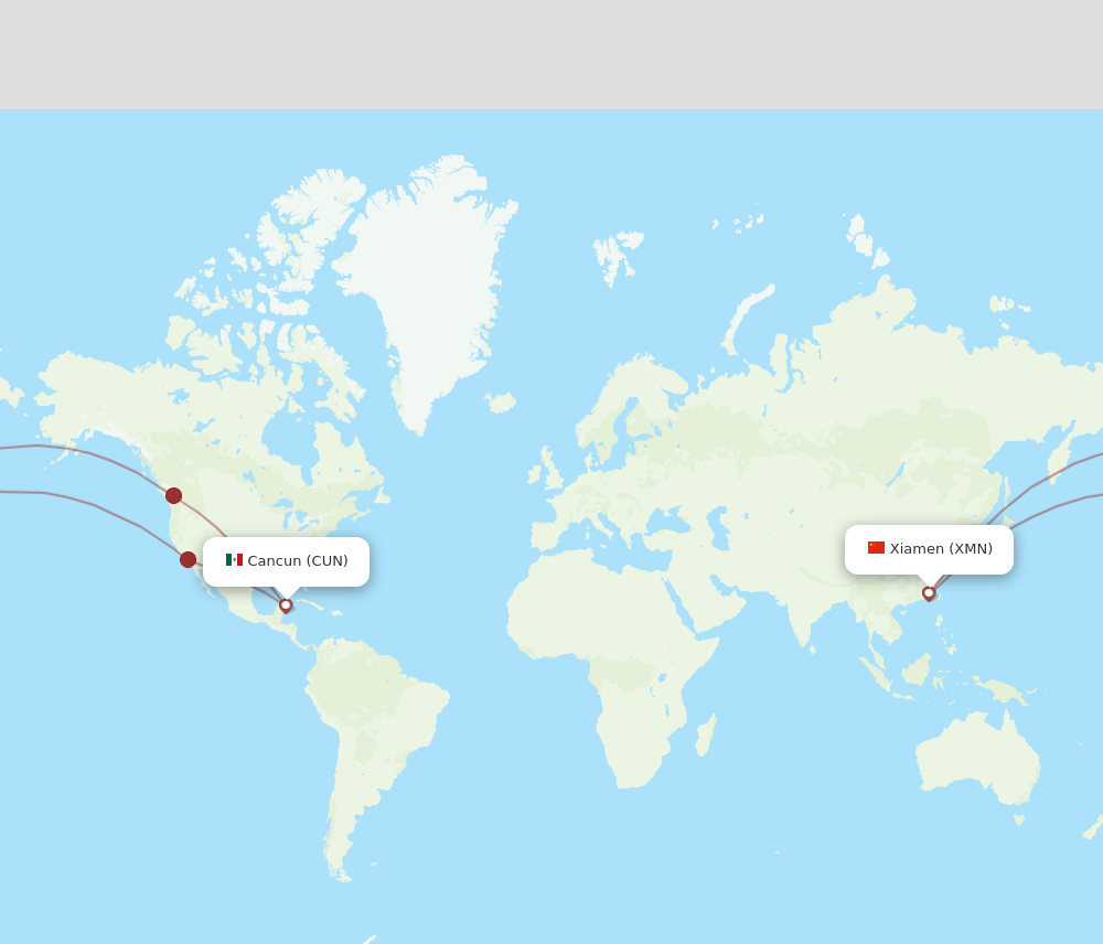 CUN-XMN flight routes