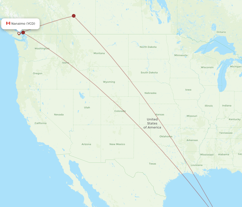 CUN-YCD flight routes