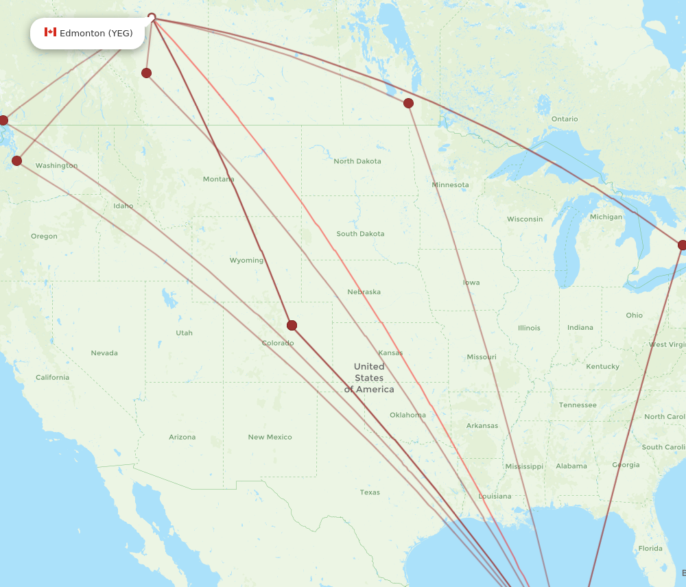 CUN to YEG flights and routes map