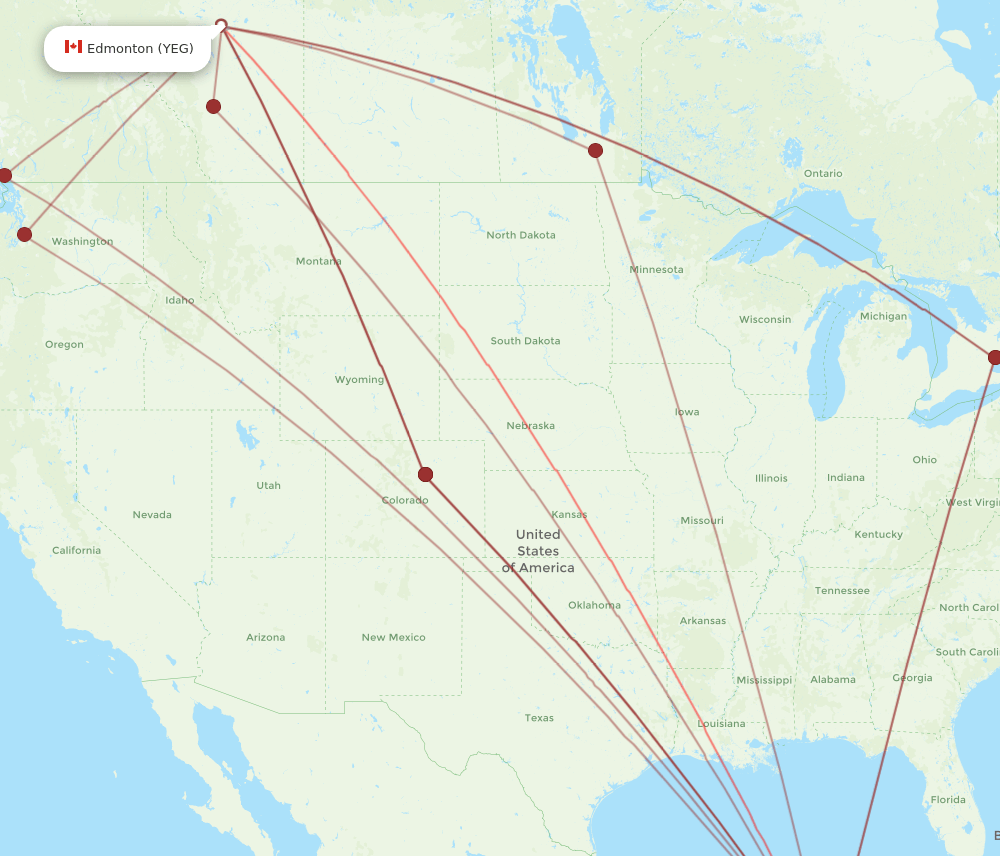 CUN-YEG flight routes