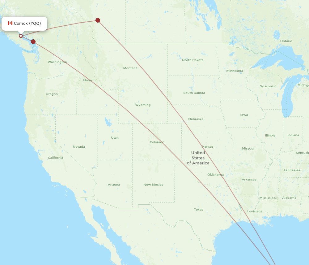 CUN-YQQ flight routes