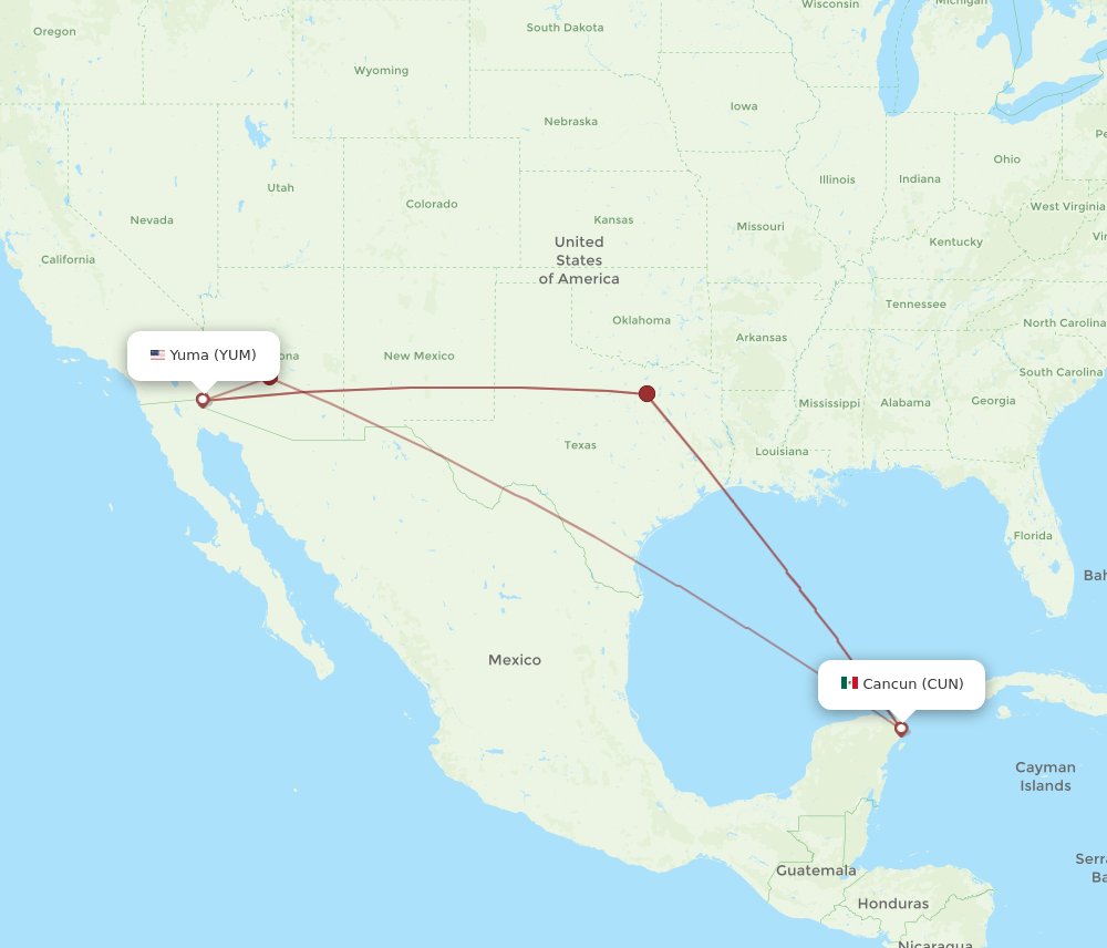 CUN-YUM flight routes