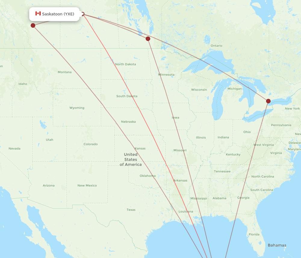 CUN-YXE flight routes