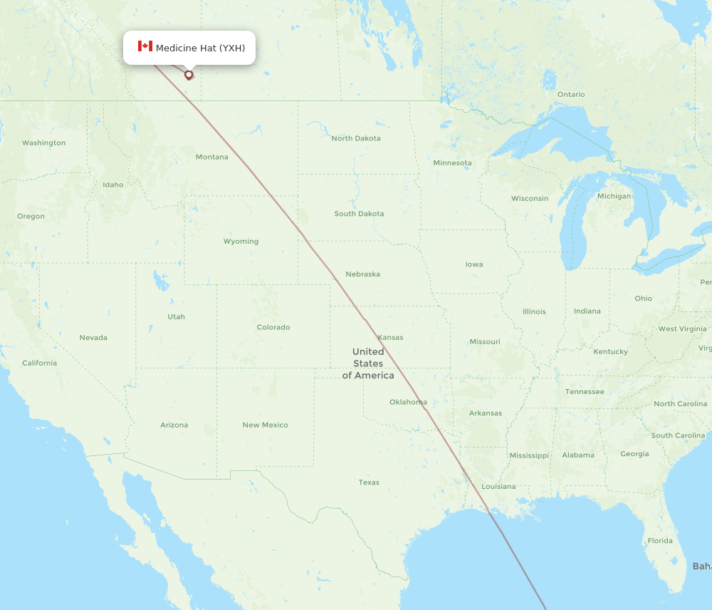 Medicine Hat - Cancun route map and flight paths