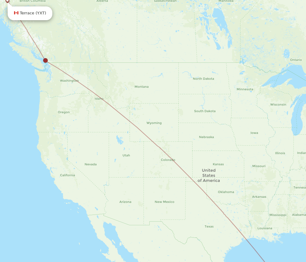 Terrace - Cancun route map and flight paths