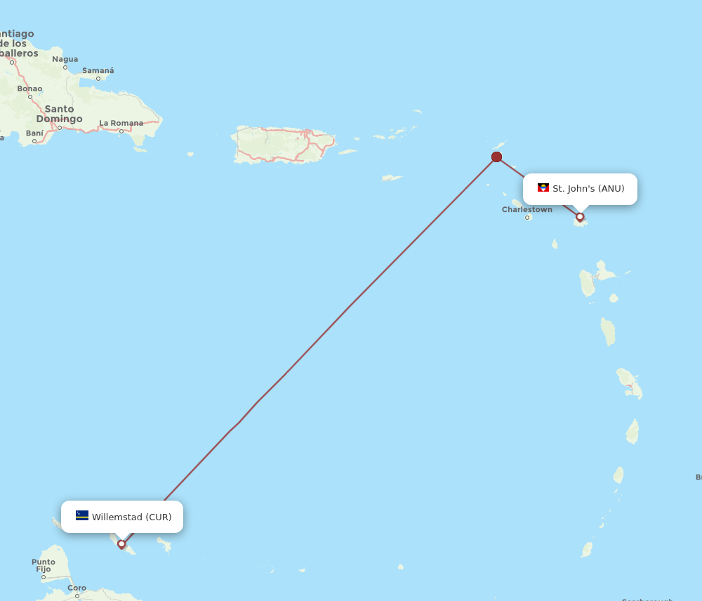 CUR-ANU flight routes