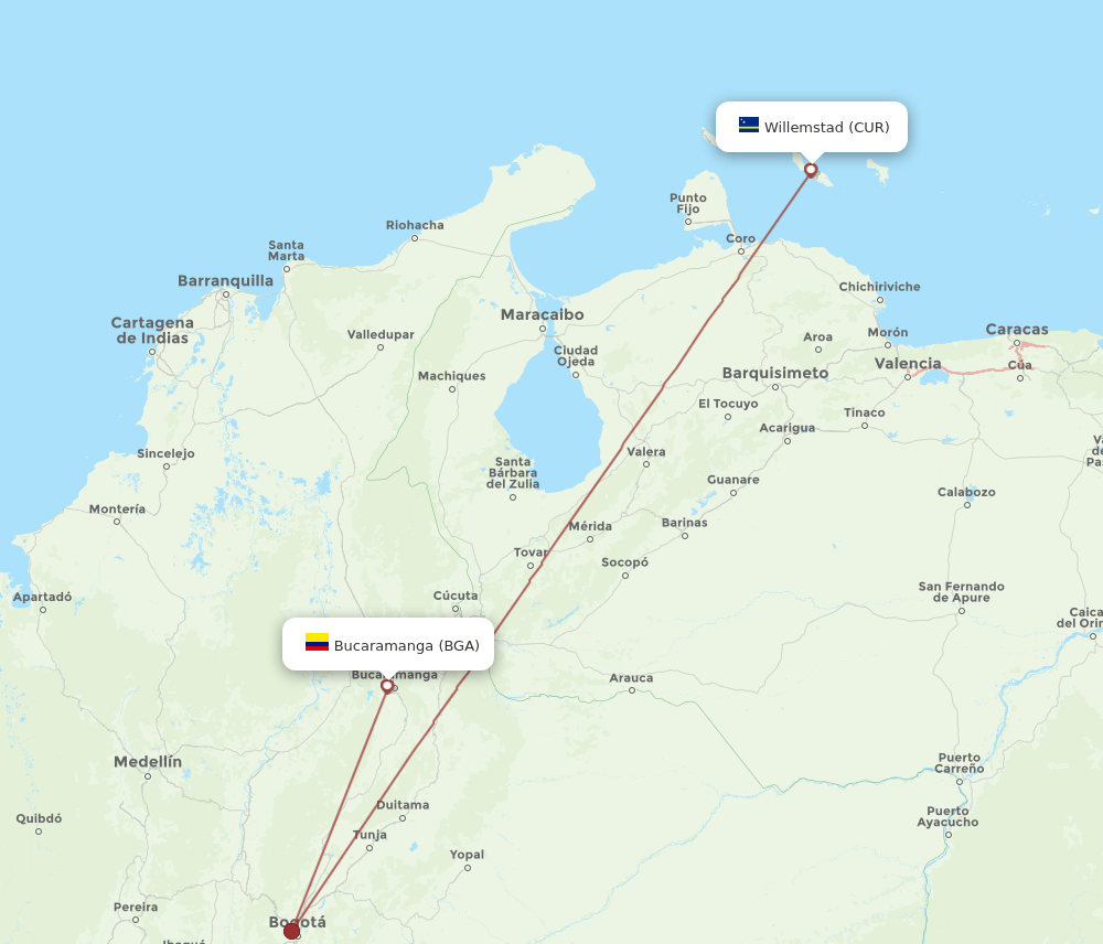 CUR-BGA flight routes
