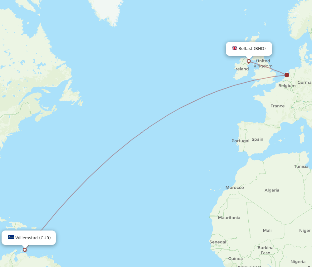 CUR-BHD flight routes