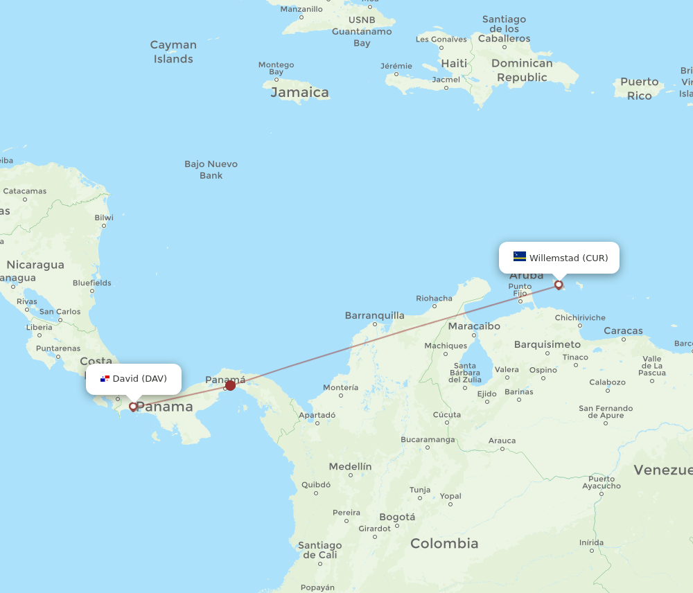 David - Curacao route map and flight paths