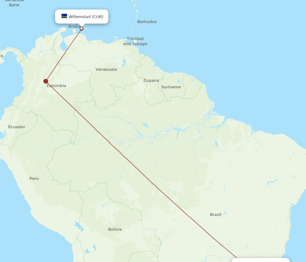 CUR-GIG flight routes