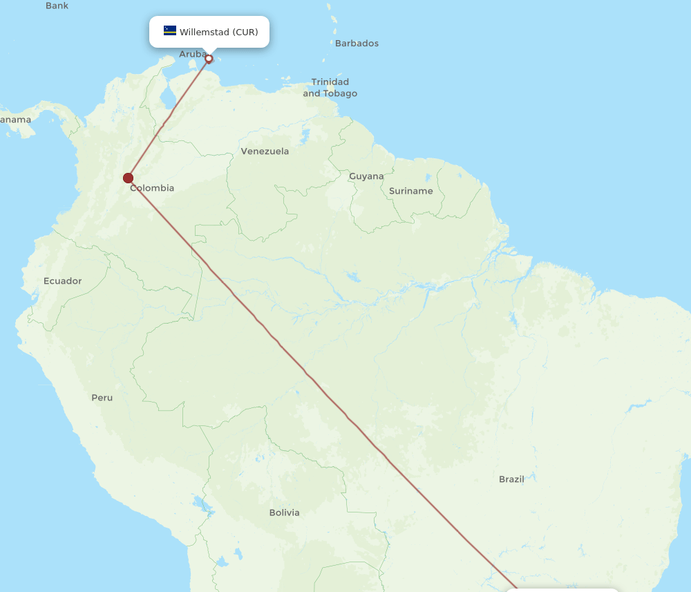CUR-GRU flight routes