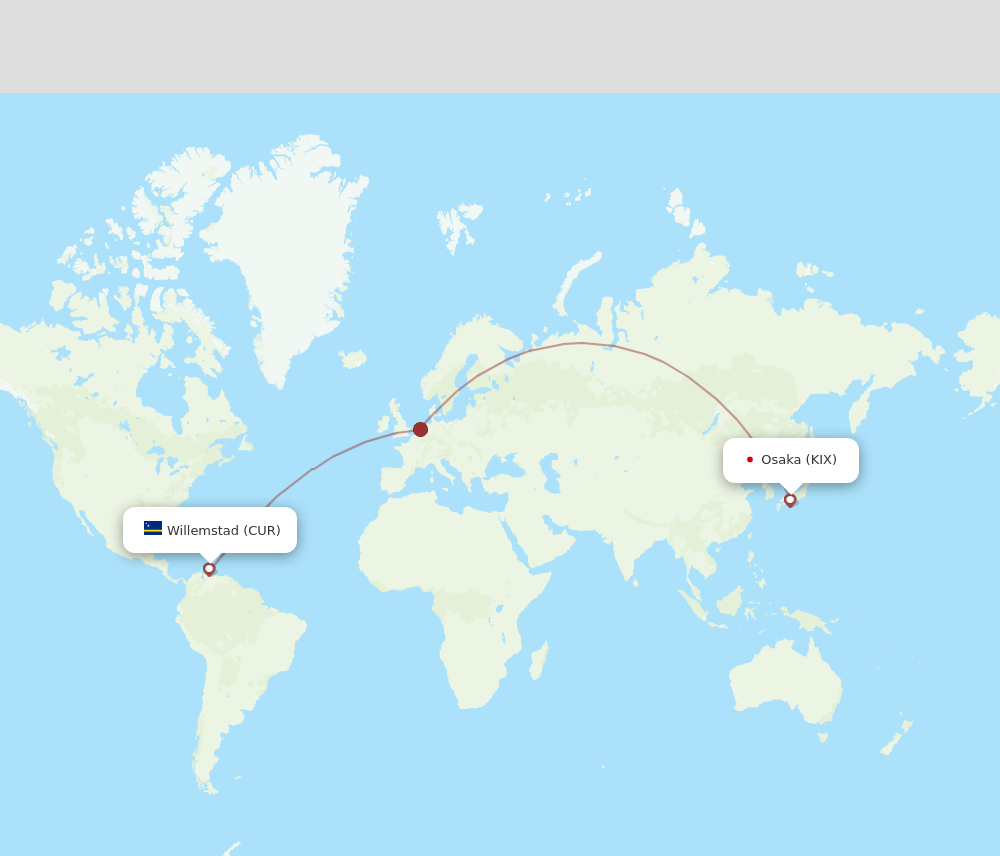CUR-KIX flight routes