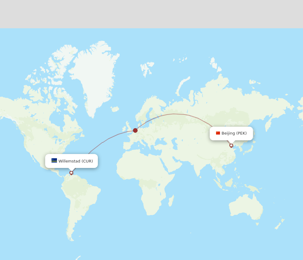 CUR to PEK flights and routes map