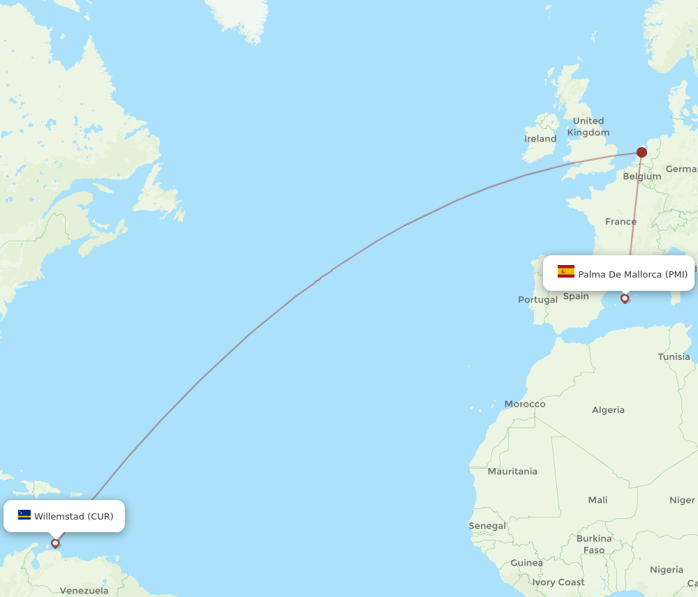 CUR-PMI flight routes