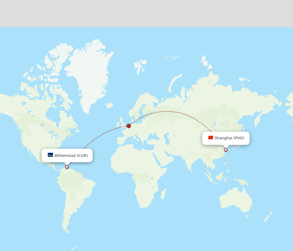 CUR-PVG flight routes