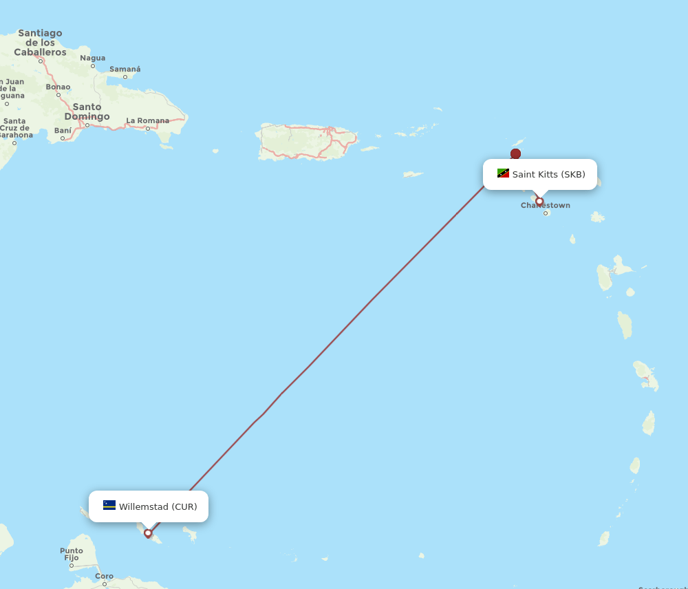 CUR-SKB flight routes