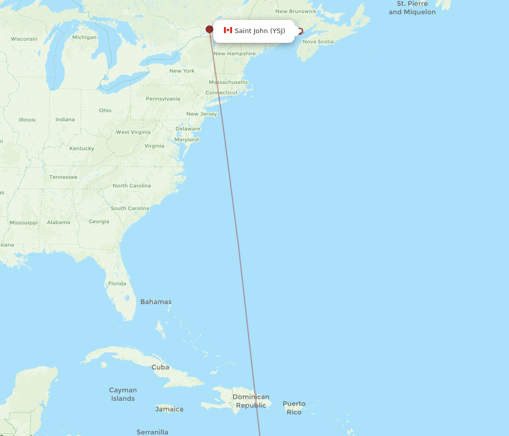 Curacao - Saint John route map and flight paths
