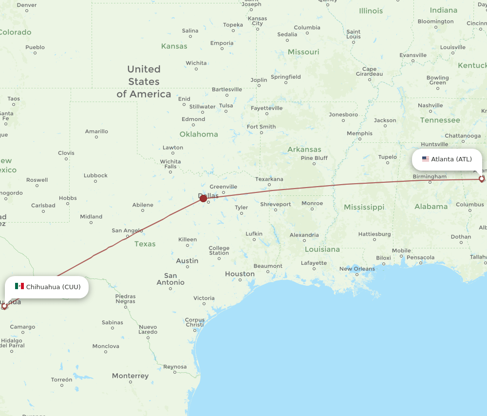 CUU-ATL flight routes