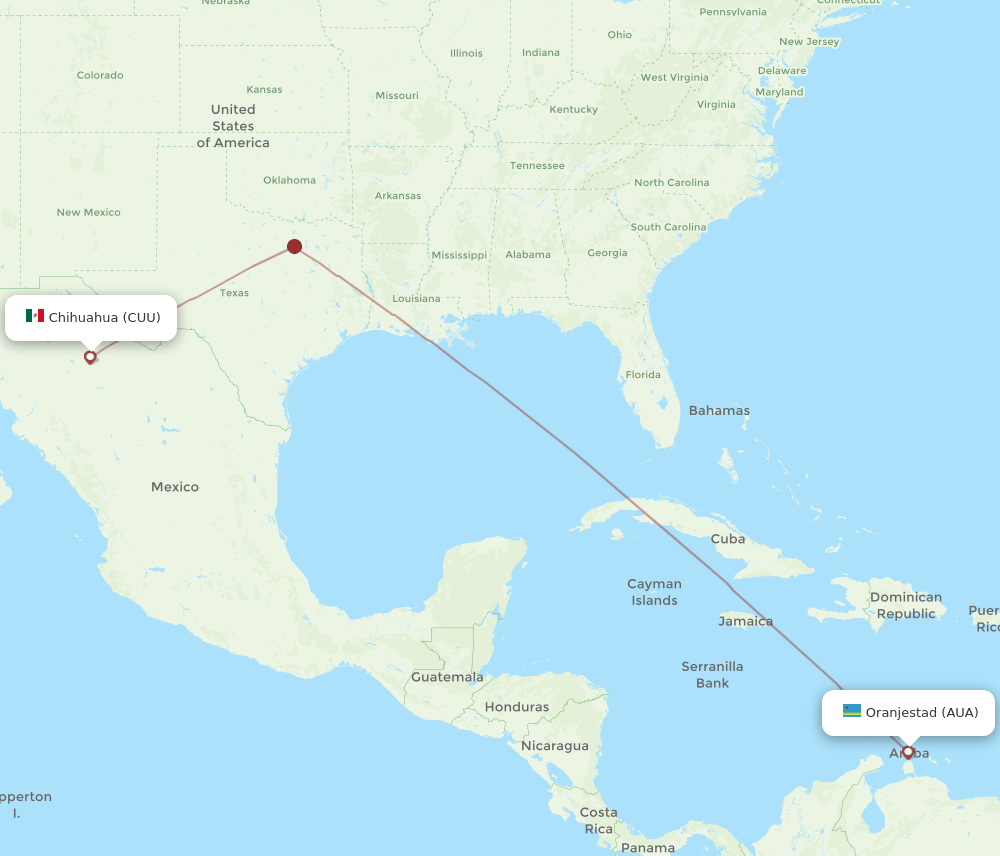 CUU-AUA flight routes