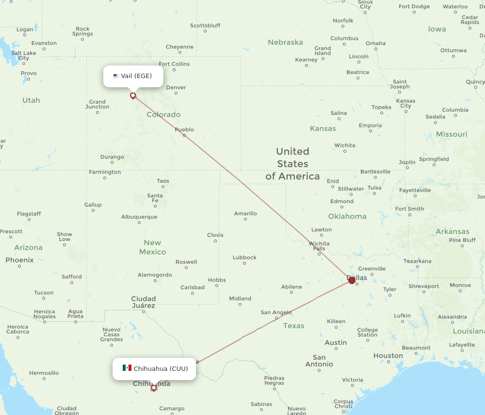 CUU-EGE flight routes