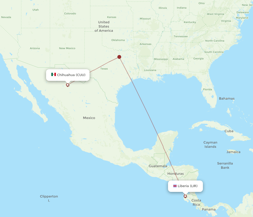 CUU-LIR flight routes