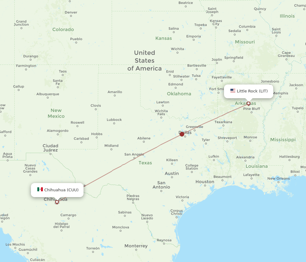 CUU-LIT flight routes