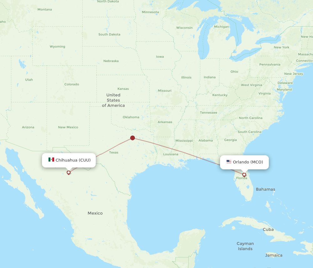 CUU-MCO flight routes