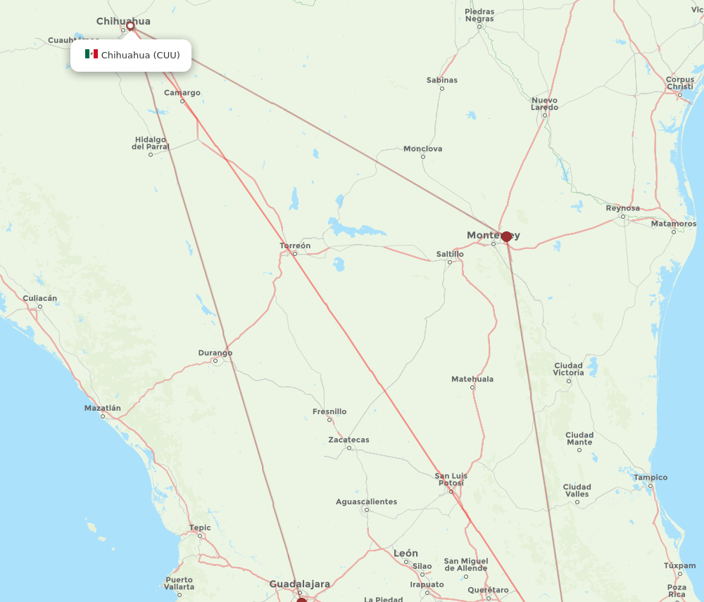 CUU-MEX flight routes