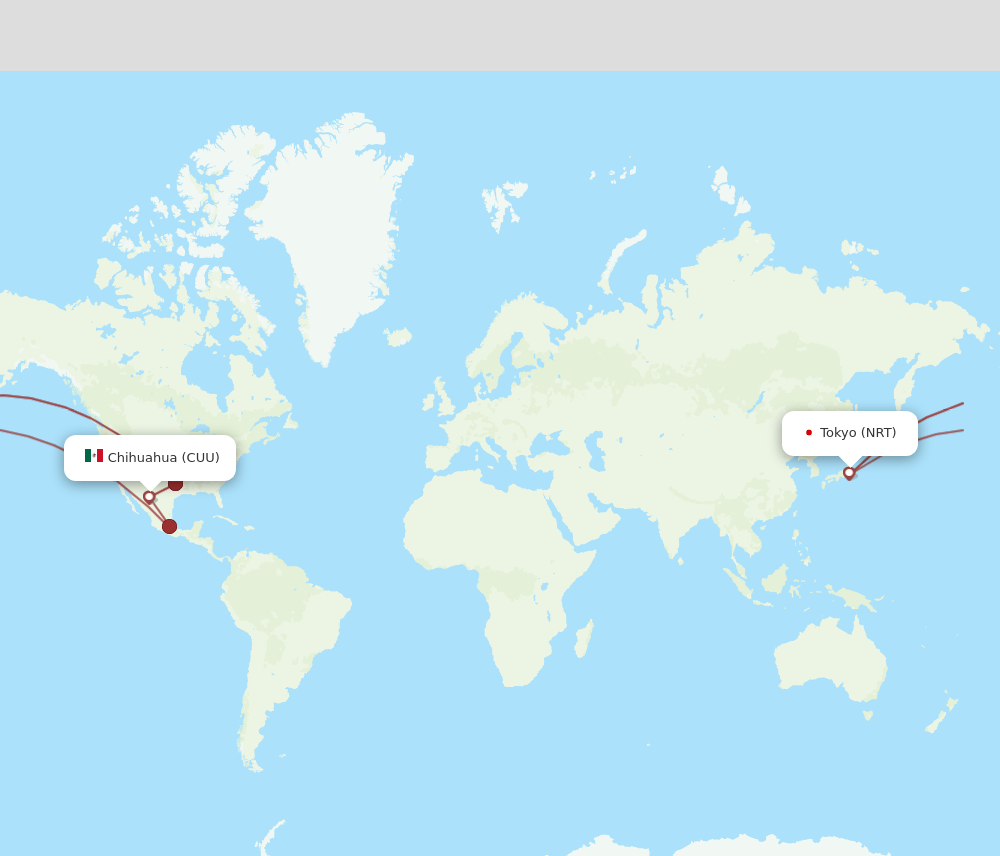 CUU-NRT flight routes