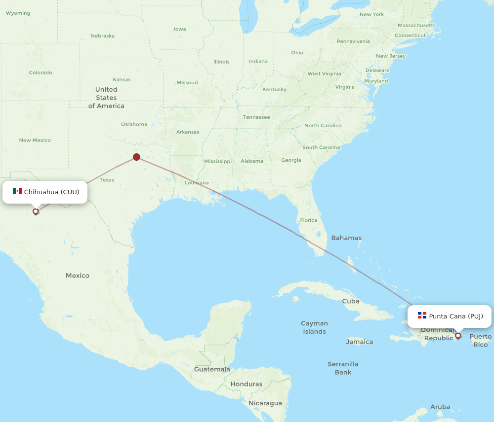 CUU-PUJ flight routes