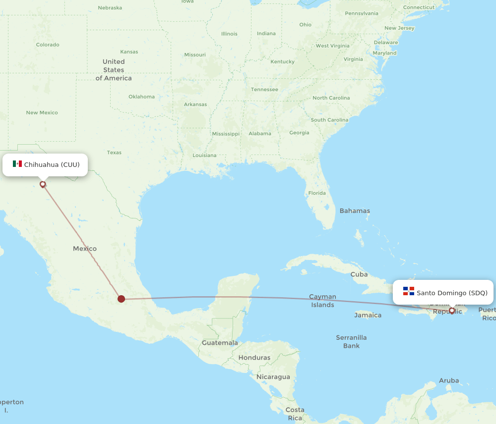 CUU to SDQ flights and routes map