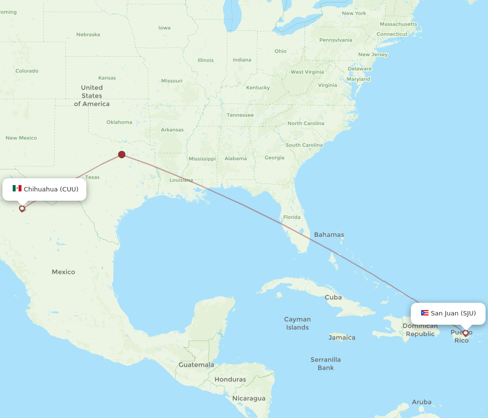 SJU to CUU flights and routes map
