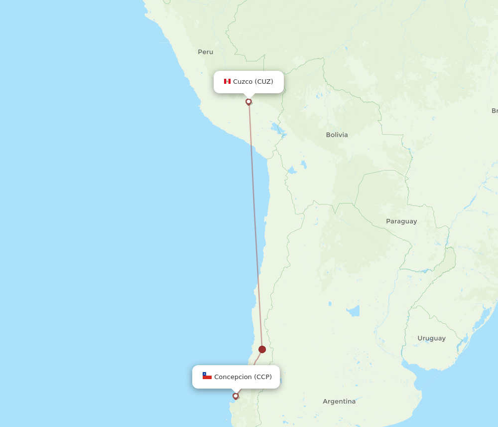 CUZ to CCP flights and routes map