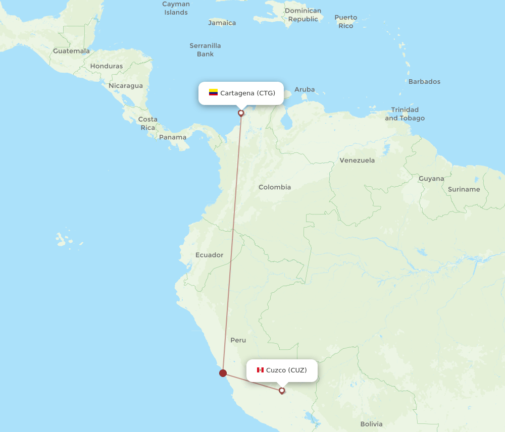 CTG to CUZ flights and routes map