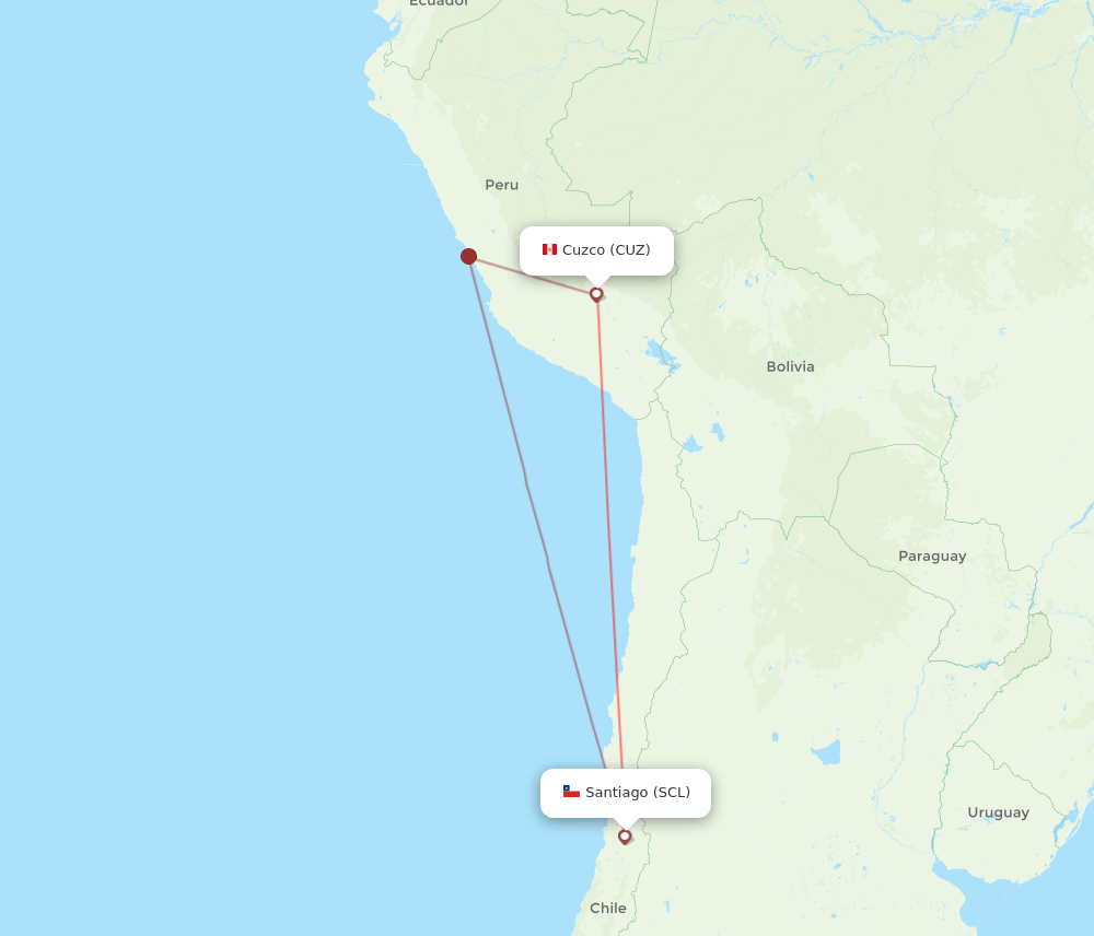 CUZ to SCL flights and routes map
